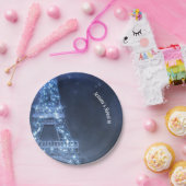 Blue Abend Bezaubernde Nacht im Pariser Eiffelturm Pappteller (Party)