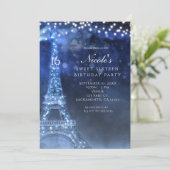 Blue Abend Bezaubernde Nacht in Paris Einladung (Stehend Vorderseite)