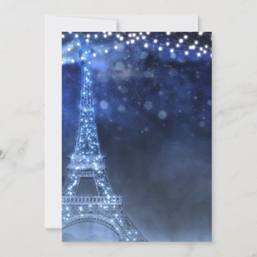 Blue Abend Bezaubernde Nacht in Paris Einladung (Rückseite)
