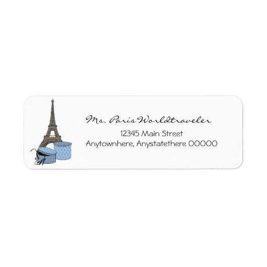 Blue Abend in Paris Eiffel Tower Address Labels (Vorne)