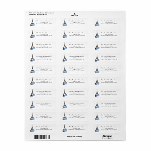 Blue Abend in Paris Eiffel Tower Address Labels (Vorne)