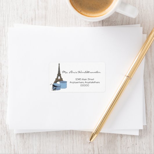 Blue Abend in Paris Eiffel Tower Address Labels Adressaufkleber (Insitu)
