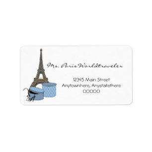 Blue Abend in Paris Eiffel Tower Address Labels Adressaufkleber