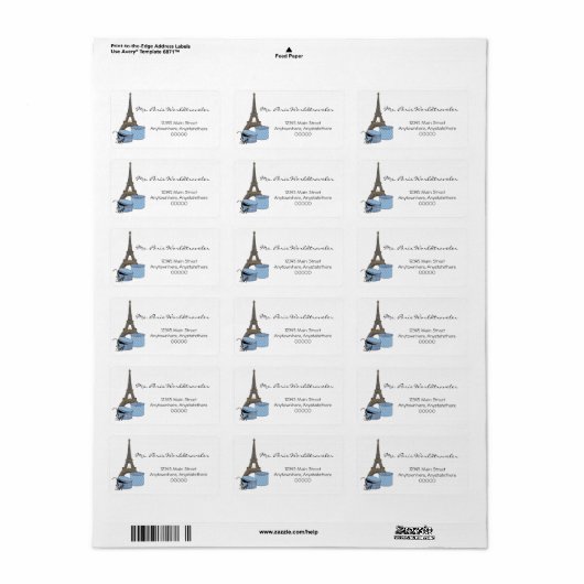 Blue Abend in Paris Eiffel Tower Address Labels Adressaufkleber (Vorne)