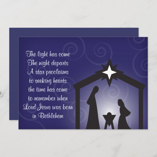 Blue Abend Moderne Weihnachtskrippen Einladung (Vorne/Hinten)