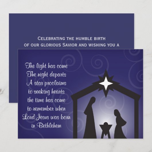 Blue Abend Moderne Weihnachtskrippen Einladung (Vorne/Hinten)