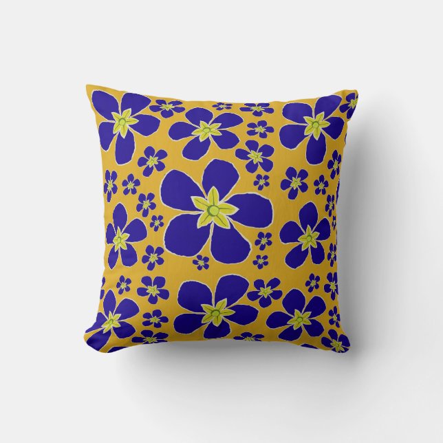 Blue Abend Primrose Throw Kissen (Vorderseite)