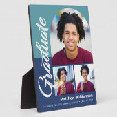 Blue Abschluss 3 Foto Bold Arc Script Modern Fotoplatte (Seite)