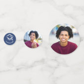 Blue Abschluss 3 Foto Bold Script Cap Minimalistis Konfetti (Rückseiten)