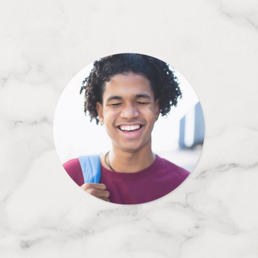 Blue Abschluss 3 Foto Bold Script Cap Minimalistis Konfetti (Klein Vorderseite)