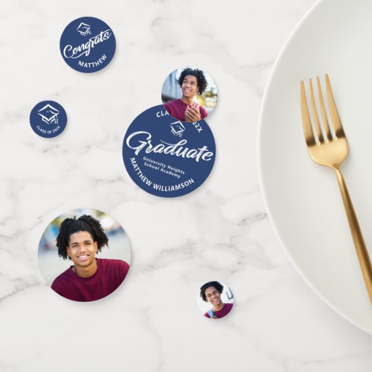 Blue Abschluss 3 Foto Bold Script Cap Minimalistis Konfetti (Gruppe)