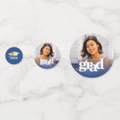 Blue Abschluss 3 Foto Moderne, fette Typografie Konfetti (Rückseiten)