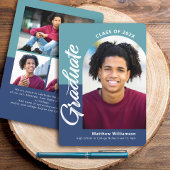 Blue Abschluss 4 Foto Bold Arc Script Modern Ankündigung