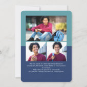 Blue Abschluss 4 Foto Bold Arc Script Modern Ankündigung (Rückseite)