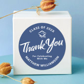 Blue Abschluss Bold Script Cap Danke Minimal Runder Aufkleber