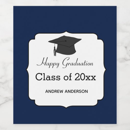 Blue Abschluss Class 2023 Weinetikett (Einzelnes Label)