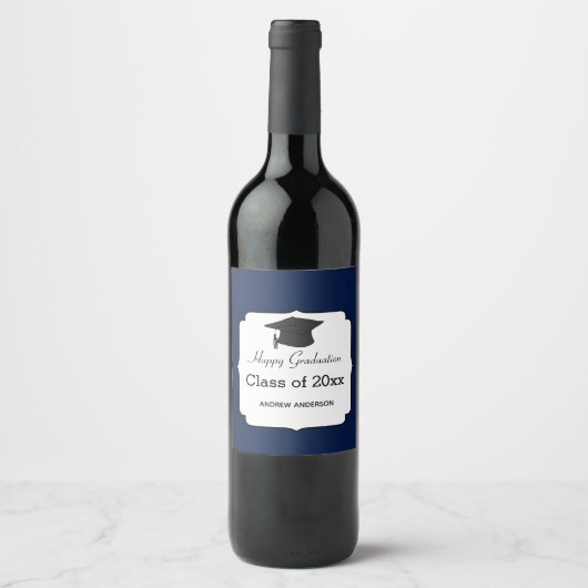Blue Abschluss Class 2023 Weinetikett (Vorderseite)