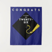 Blue Abschluss Class 2025 Party Wandteppich (Vorderseite)