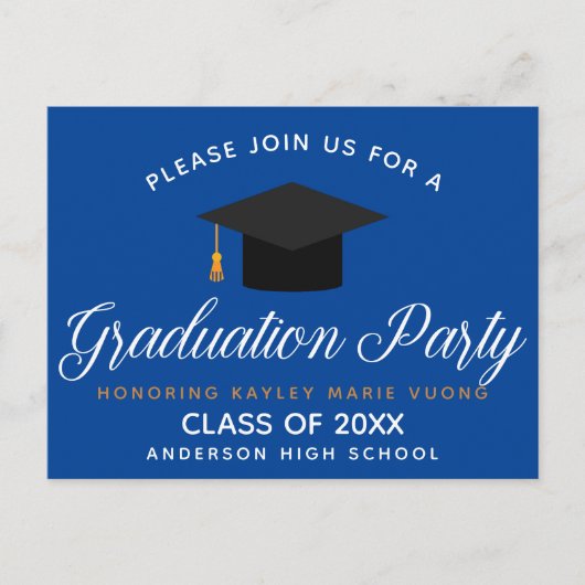 Blue Abschluss Class of 2022 Custom School Party Postkarte (Vorderseite)