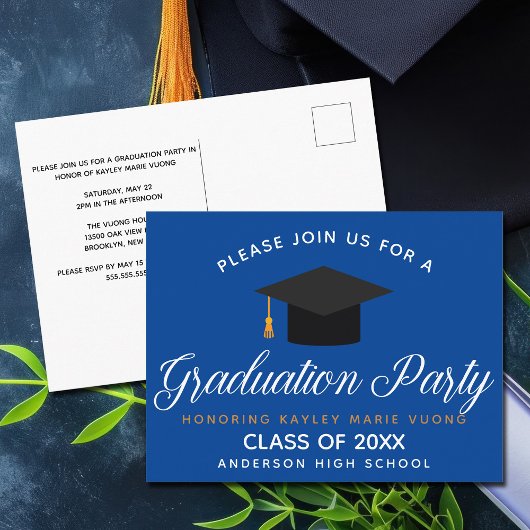 Blue Abschluss Class of 2022 Custom School Party Postkarte