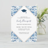 Blue Abschluss Einladung Foto auf der Rückseite (Stehend Vorderseite)