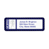 Blue Abschluss Football Rücksendeadressen-Aufklebe (Vorne)