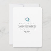 Blue Abschluss Foto Bold Arc Script Modern Dankeskarte (Rückseite)