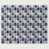 Blue Abschluss Foto Collage Class 2025 Grad Geschenkpapier (Flach)