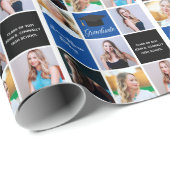 Blue Abschluss Foto Collage Class 2025 Grad Geschenkpapier (Rolleneckpunkt)