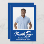 Blue Abschluss Foto Vielen Dank Dankeskarte (Vorne/Hinten)