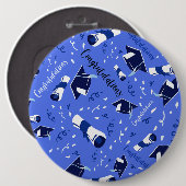 Blue Abschluss Glückwunsch Button (Vorne & Hinten)