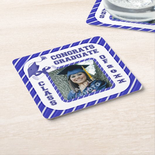 Blue Abschluss Graduate School Party Untersetzer (angewinkelt)