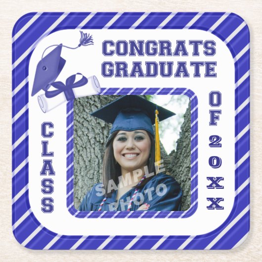 Blue Abschluss Graduate School Party Untersetzer (Vorderseite)