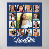 Blue Abschluss K-12 Foto Collage Script Modern Poster (Vorne)