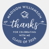 Blue Abschluss Modern Vielen Dank, dass Sie Script Runder Aufkleber (Vorderseite)