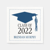 Blue Abschluss Mortarboard School Year Serviette (Vorderseite)