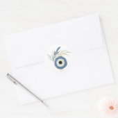 Blue abstract evil eye with leaves magnet runder aufkleber (Umschlag)