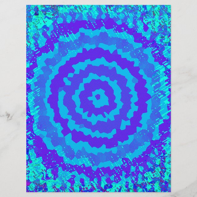 Blue Abstract Flower Scrapbook Paper 2-Sided Page (Vorderseite)