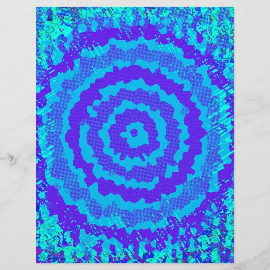 Blue Abstract Flower Scrapbook Paper Bulk Pages Flyer (Vorne)