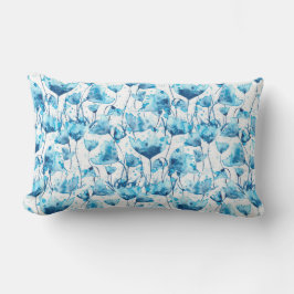 Blue Abstract Flowers Lendenkissen