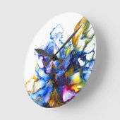 Blue Abstract Fluid Art Agate Runde Wanduhr (Winkel)