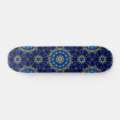 Blue Abstract Geometric Mandala Art Design Skateboard (Horizontal)