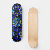 Blue Abstract Geometric Mandala Art Design Skateboard (Vorderseite)
