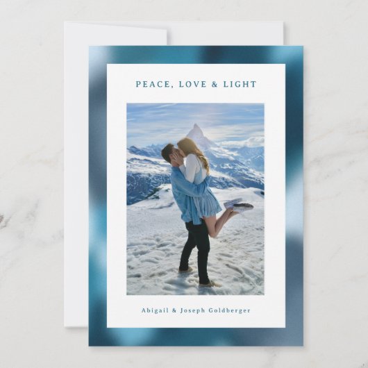 Blue Abstract Gradient Hanukkah Photo Feiertagskarte (Vorderseite)