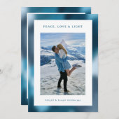 Blue Abstract Gradient Hanukkah Photo Feiertagskarte (Vorne/Hinten)