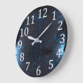 Blue Abstract Pattern Shapes White Numbers Clocks Große Wanduhr (Winkel)