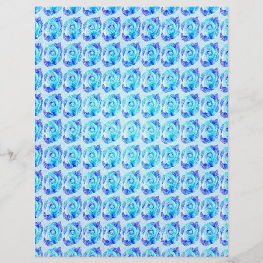 Blue Abstract Roses Bulk Scrapbook Paper Pages Flyer (Vorne)