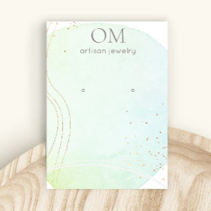 Blue Abstract Watercolor Earring Display Holder Visitenkarte