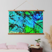 Blue abstract Wood Topped Wall Tapestry,Blue calm  Wandteppich Mit Holzrahmen (Schlafzimmer)