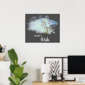 *~* Blue AbstractDANDELION macht einen Wunsch Poster (Heimbüro)